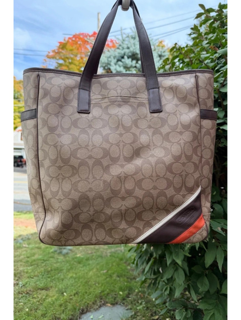 Coach Heritage Stripe Signature Tote 70336 Brown Leather 2010